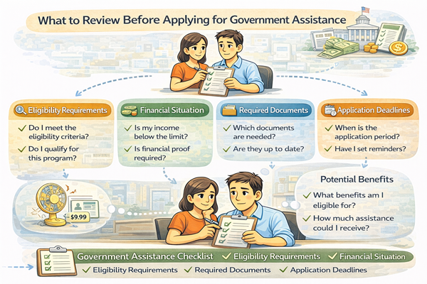각종 정부 지원 신청 전 확인 사항을 정리한 안내 이미지