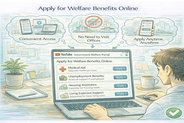 온라인 복지 신청 가능한 서비스 정리를 설명하는 정부 복지 사이트 화면