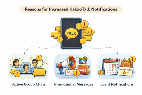 카카오톡 알림이 너무 많이 오는 이유와 해결 방법을 설명하는 이미지