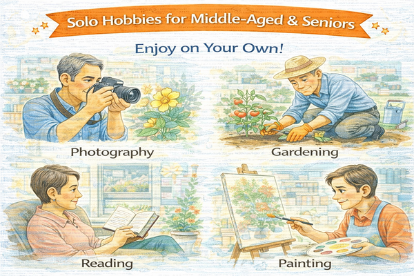 혼자서도 가능한 중장년 취미 추천을 설명하는 이미지