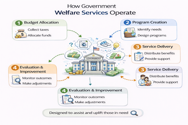 정부 복지 서비스는 어떻게 운영되는가 구조 설명 이미지